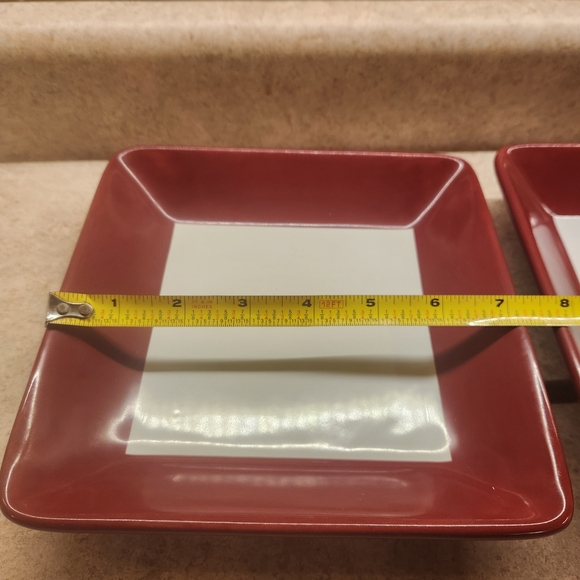 Square Red and White Dinner Plates - Picture 3 of 3